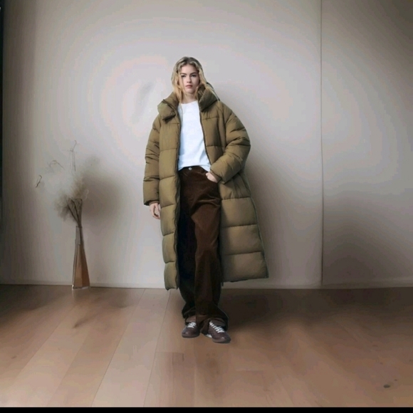 ZARA Women's Water&Wind Protection Long Anorak(Dark Olive, US L /EUR L) - Picture 2 of 16